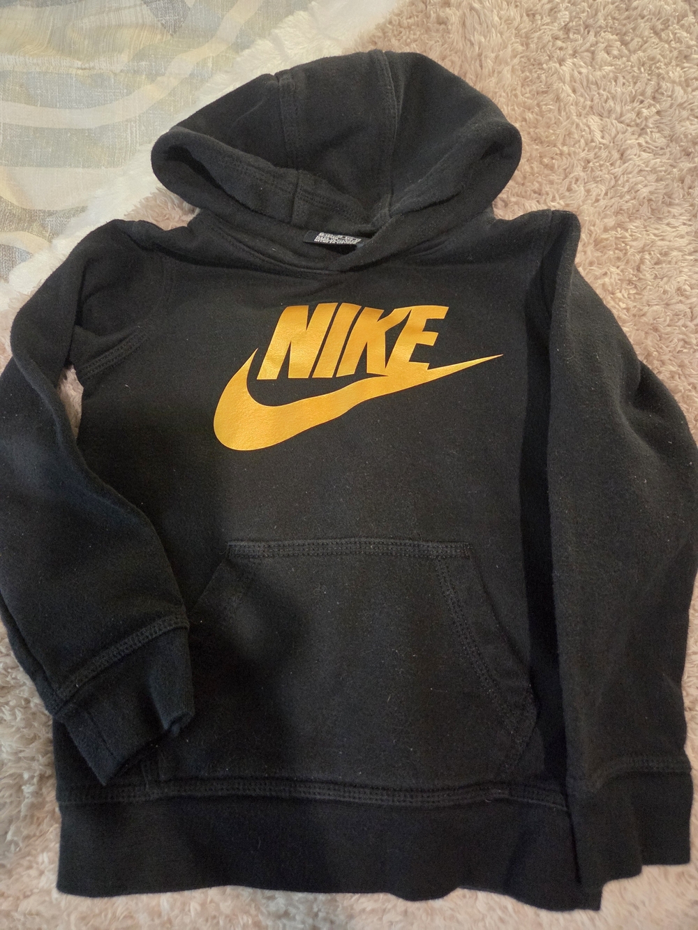 Nike Kids Black Hoodie with Gold Logo